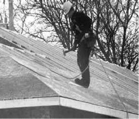 Sloped roofs Devices such as slide guards (toe boards / roof jacks) and approved ladders with roof hooks are considered helpful on sloped roofs where foot traction is inadequate.