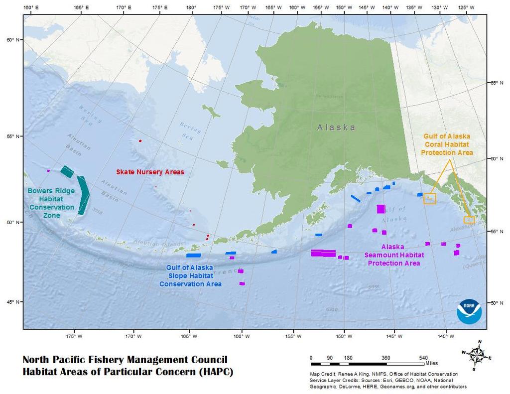 8. North Pacific Summary of current approach The North Pacific Fishery Management Council utilizes a highly structured and inclusive process for identifying and reviewing potential Habitat Areas of