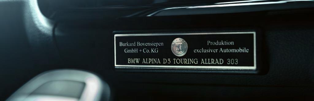 ...limitless PERSONALISATION Virtually no limits are placed on the individual design of a BMW ALPINA.