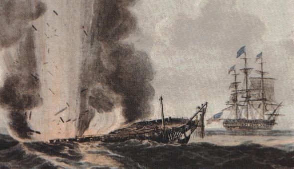 On board Constitution, Commodore Bainbridge, who in spite of his wounds had remained in command on the quarterdeck, noted Had the enemy suffered the broadside to have raked him previously to