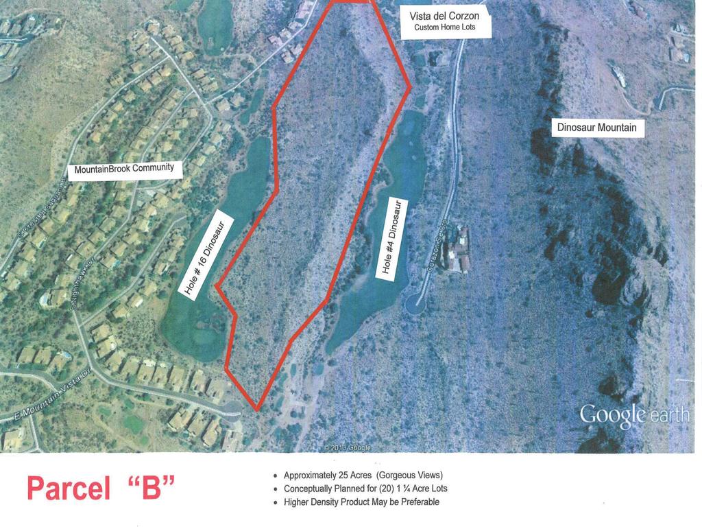 Parcel B 25 Acres Conceptually Planned 25 acre parcel between Dinosaur Mt. golf holes #3 and #16. This parcel has been conceptually planned for (20) 1¼ acre custom lots.