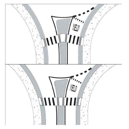 Roundabout Design Pedestrian Crossing Crosswalk should be placed 20-40 behind Yield Line (one to two car lengths) Refer to NCHRP 6.4.1 
