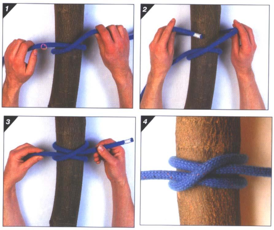 Attachment A to EO M490.03 Instructional Guide KNOT-TYING INSTRUCTIONS CLOVE HITCH Figure A-3 Steps 1 4 Note. From Pocket Guide to Knots and Splices (p. 106), by D. Pawson, 2001, 1.