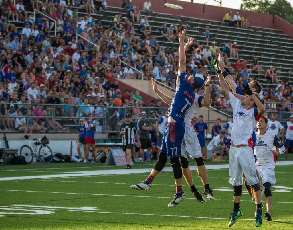 THE LEAGUE The Austin Sol joined the American Ultimate Disc League (AUDL) in 2016, combining exciting gameplay with a true Austin event feel: Food trucks, picnic games and bounce houses for the kids.