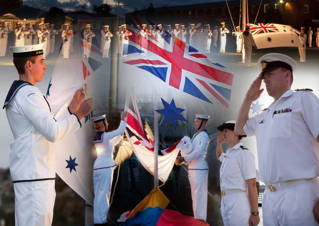 The Tradition of Colours and Sunset All Royal Australian Navy (RAN) commissioned ships and shore establishments wear a suit of colours which normally comprises the Australian National Flag (ANF), the