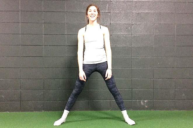 6 SIDE LUNGE 1. Stand with your feet wider than shoulder width. 2.