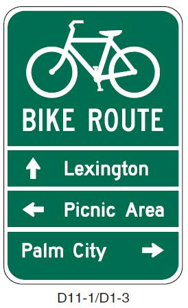 BICYCLE GUIDE SIGNS/WAYFINDING D11-1 signs preference is