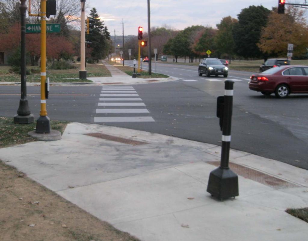 (G) Pedestrian Signal Systems Shall be offset no more than 5 ft.