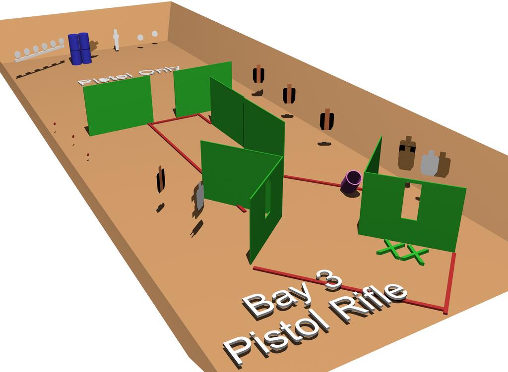 River City Shooters Club Stage 3 - Bay 3 Rifle/Pistol START POSITION: Shooter starts inside shooting area, feet on X's.