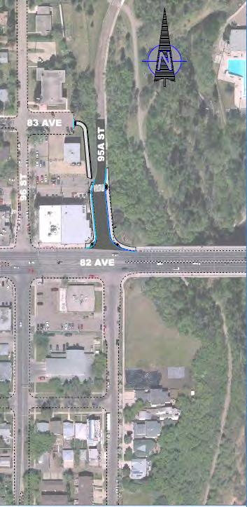 95A Street Bike Route 95A Street (82 Avenue to 83 Avenue) 95A Street is a two lane local roadway. Shared-use path to be constructed.