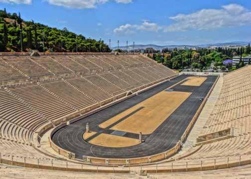 Go! The torch briefly travels around Greece by means of short relay races, and then, after a ceremony in Athens in the spectacular Olympic stadium made of