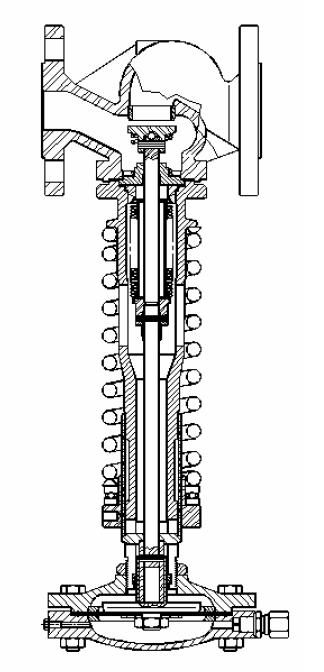 The outlet pressure which is transmitted through the feed-back line to the diaphragm chamber counteracts the spring force acting on the valve spindle and controls the valve aperture corresponding to