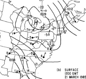 anticyclone at surface Result: Cold air becomes entrenched over eastern U.S.