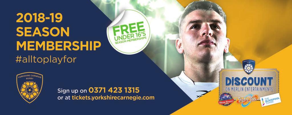 CLUB NEWS NEW DIRECTOR OF RUGBY SAYS YOUTH DEVELOPMENT AT YORKSHIRE CARNEGIE IS IN A STRONG POSITION On Saturday st April Yorkshire Carnegie s Under- s represented the club for the first time in