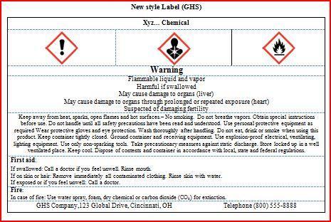Label Example Pictograms Signal Word Product identifier Hazard Statements Precautionary Statements 26