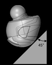 designated point of the helmet is vertically above the