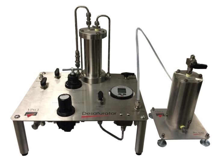 EDUCATIONAL CAPILLARY PRESSURE CELL The educational capillary pressure cell enables to desaturate one consolidated core sample by the porous plate method.