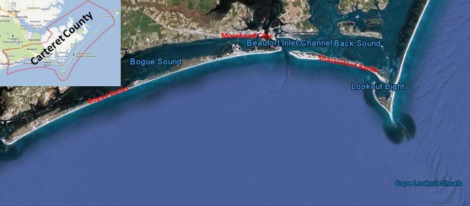 1 1.1 Borrow Area Impacts.1.1 Introduction Bogue Banks forms a.-mile barrier island off the mainland of Carteret County (Figure ).