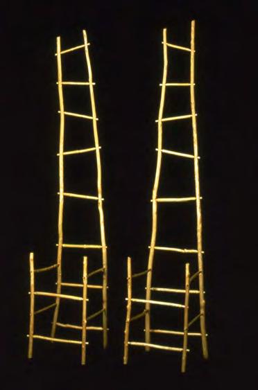 Top: Styx ladder-back chairs (Credit: Philadelphia Museum of Art photo courtesy of Jon Brooks) Bottom: A ladder titled Path Less Resistance (Credit: Smithsonian American Art Museum, Renwick Gallery,