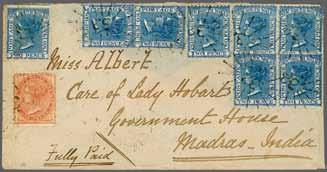 221 Corinphila Auction 23 November 2017 45 1871/1902, De La Rue 6110 6110 1871: 1 d. dull red and 2 d. Prussian blue (8), all perf.