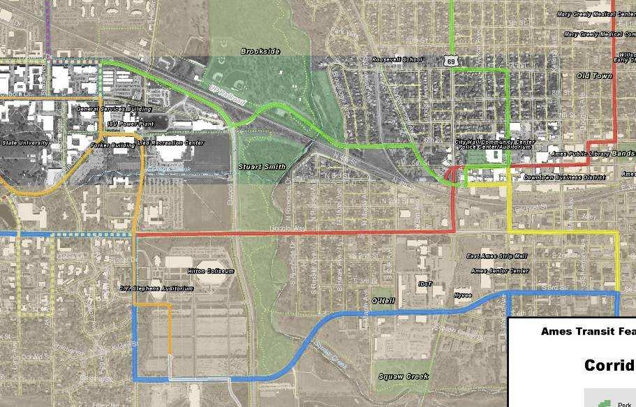 Recommendations - Corridor 2 ISU to Downtown Ames Recommendation - Maintain Current Service (No Action) Red Route Green Route Ridership Does Not Support a Higher End Alternative including the Dinky