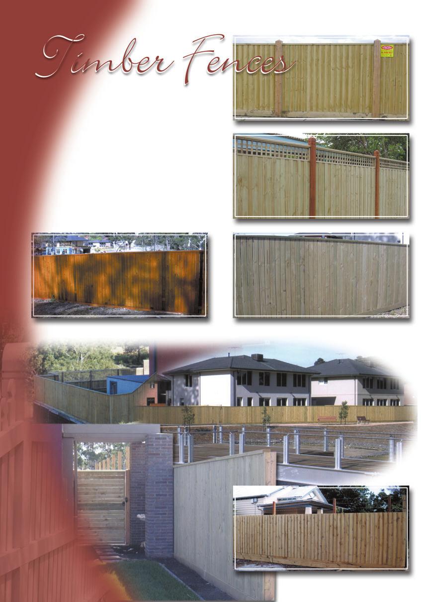 a. Capped treated pine paling fence with 125 x 125mm exposed express posts. b. Treated pine paling with exposed 125 x 125mm red gum posts with 1300mm high boxed lattice. a c,d.