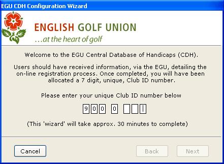 Users should enter their 7 digit unique CLUB ID number (as described in section 3.3). Once the 7 digit number has been entered and the Next button pressed, the system will confirm you club details.