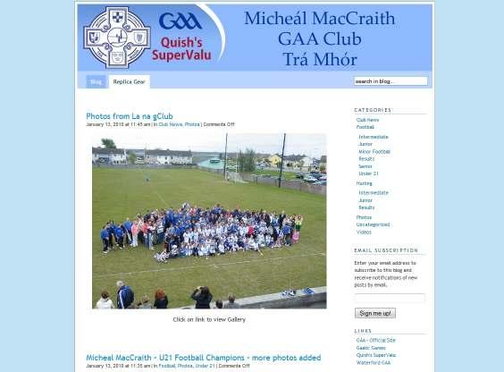 Micheal MacCraith Blog Particular thanks: Denise Connor: for her attendance at all these games and