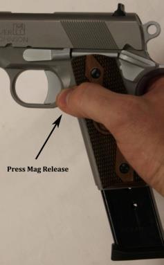 Before disassembling your pistol, always check to ensure the magazine is removed and the chamber is empty of any ammunition.
