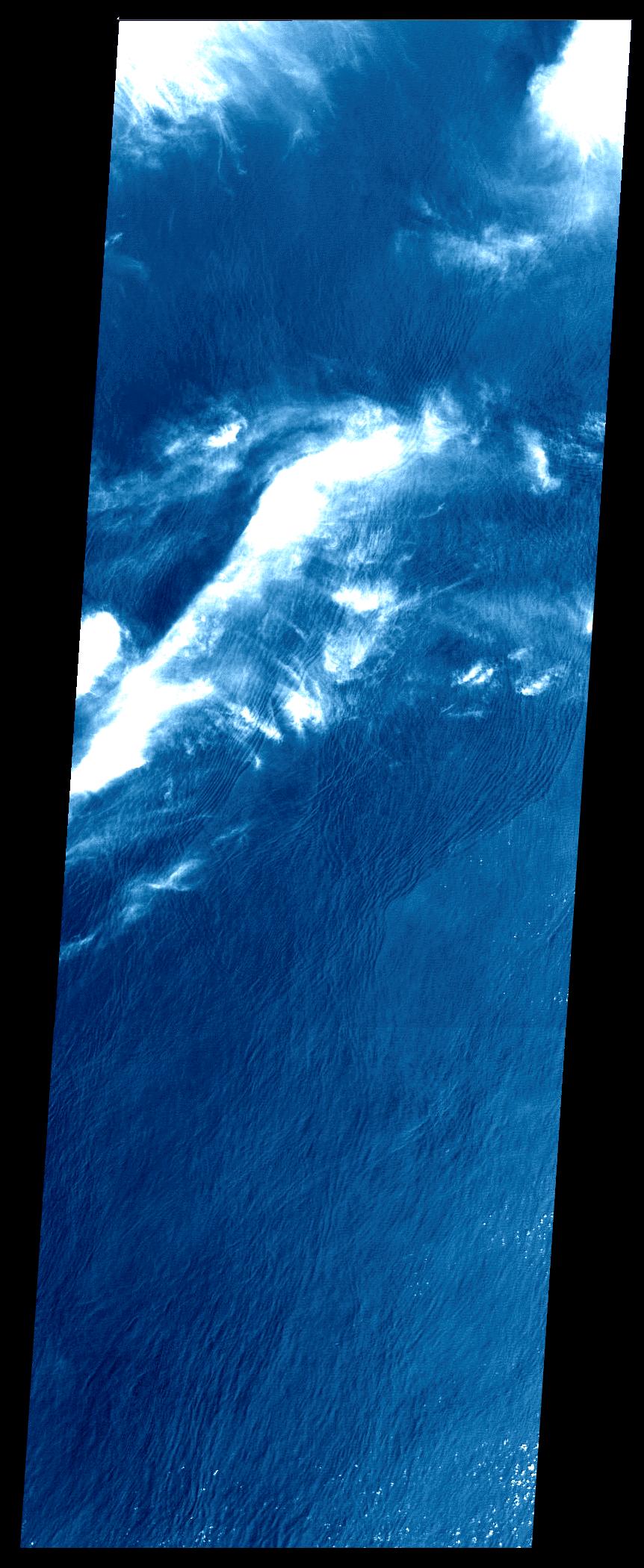 Figure 6. ASTER false-color VNIR image south of the Gulf of Tehuantepec acquired on 6 October 2001 at 1700 UTC.
