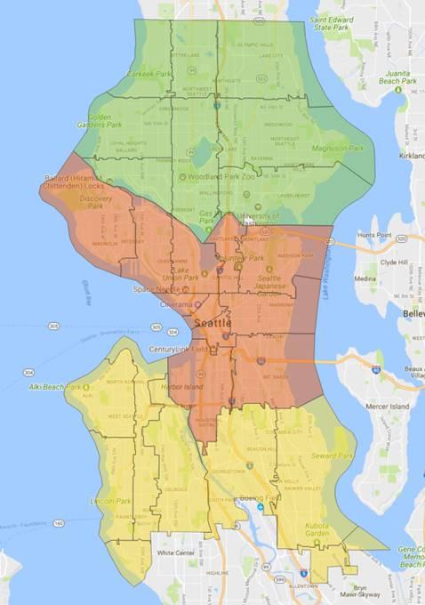 Regions of Seattle North Seattle Region Included Zips % of Responses North Seattle 98103, 98105, 98107, 98115, 98117, 98125, 98133, 98177 41% Central Seattle Central Seattle 98101, 98102, 98104,