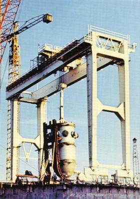 Radio controlled 460 ton polar gantry crane for reactor containment service.