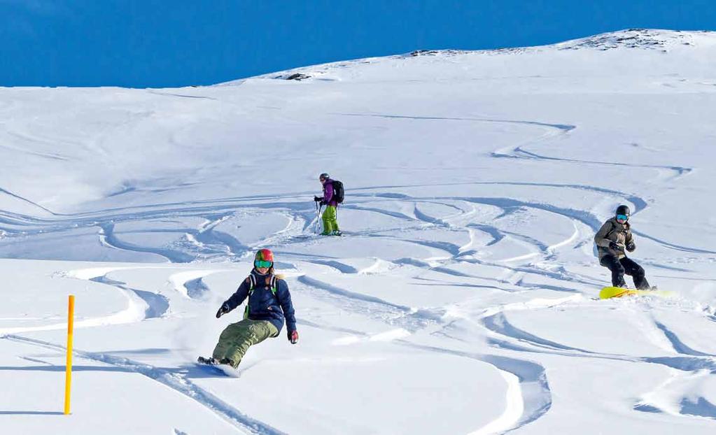 Reduce the avalanche risk Safe powder fun on downhill routes Open yellow downhill routes are ideal for avalanche-safe powder runs.