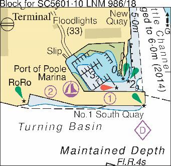 Temporary/Preliminary NMs L959(T)/18 ENGLAND South Coast Portland Outer Harbour Anchor berth. Source: Portland Harbour Authority 1. Anchor berth, G4, centred on position 50 36' 096N., 2 25' 349W.