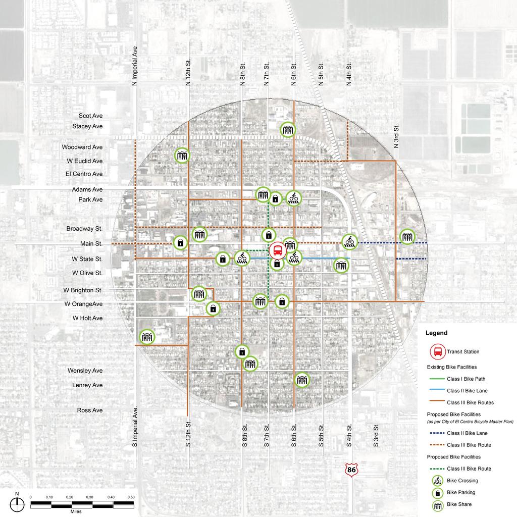 REGIONAL MOBILIT Y HUB IMPLEMENTATION STR ATEGY A number of bike facilities have been constructed recently as proposed by the City of El Centro Bicycle Master Plan.