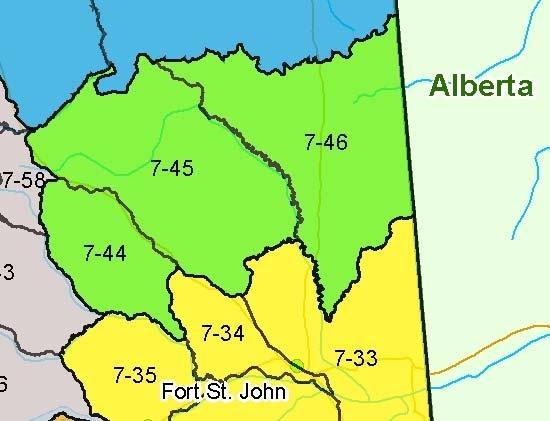 3.3 Subzone C Summary Subzone C Central Peace (Light Green) 7-44, 7-45, 7-46 North of Fort St. John and east of Pink Mountain, this subzone contains different types of moose habitat.