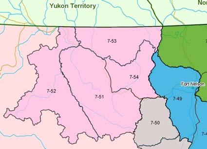 3.6 Subzone F Summary Subzone F Northern Rockies (Pink) 7-51, 7-52, 7-53, 7-54 Located in the extreme northwest portion of the Peace Region, this zone is relatively unpopulated and undeveloped.