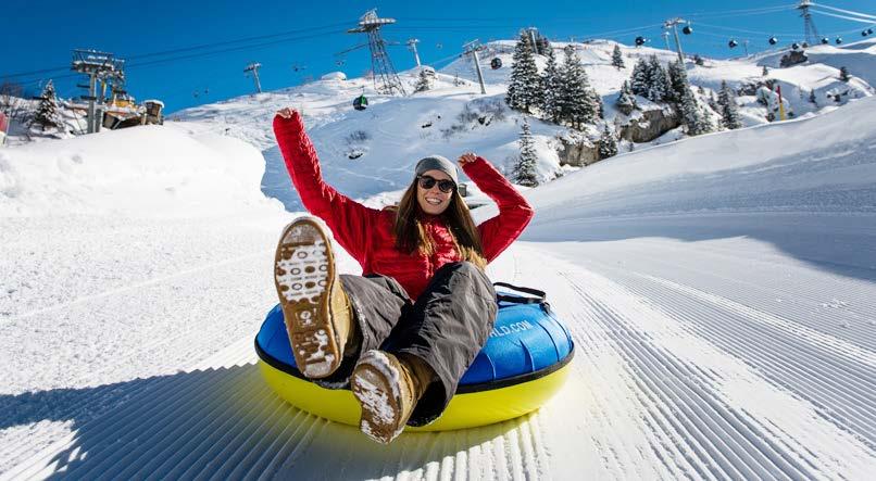 TITLIS ACTIVITIES SNOWPARK TRÜBSEE right next to Trübsee Alpine Lodge safe waymarked snow slides snowy fun for all ages snow tubes and other slide toys magic carpet brings you effortlessly back to