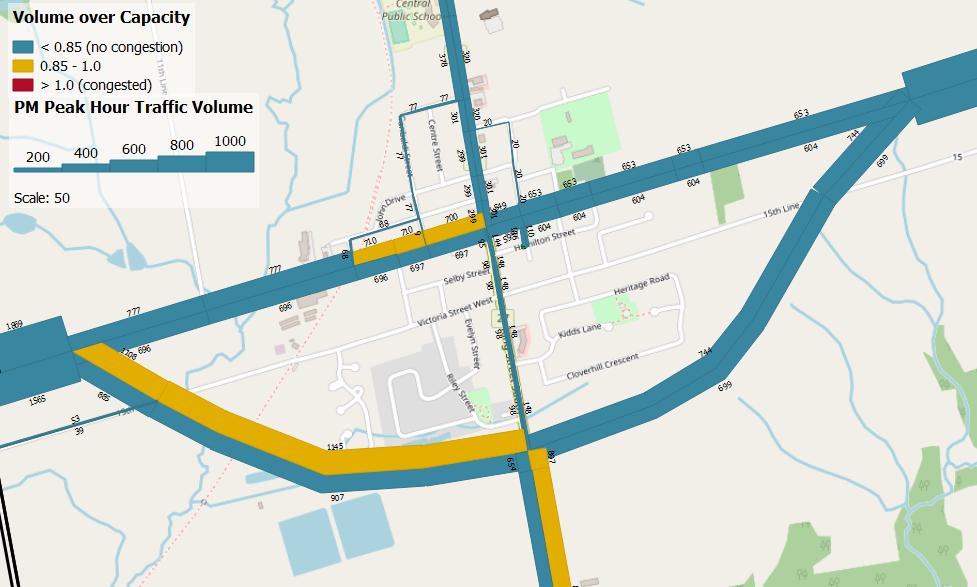 Link Improvement assumes additional two-lane highway to the south of Cookstown and widening segments to the east and west (till Highway 400)