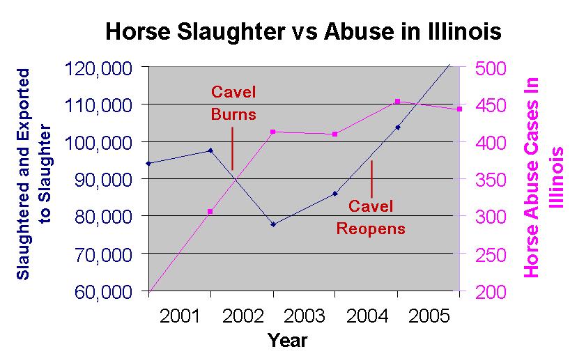 According to the unwanted horse theory one would not expect the effect of a loss of slaughter capacity to be immediate. Instead, this effect should grow as the unwanted horses accumulated.