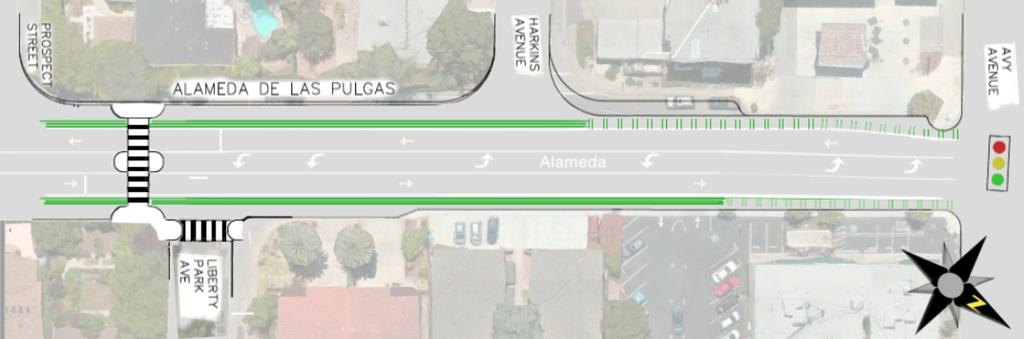 Intersection Alameda @ Sharon And Liberty Park (Proposed) Sharon Rd Avy Ave Features: Crosswalk moved to South side for better safety Crosswalk width reduced by 19