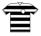 Our strip has vertically striped shirts 5. Our shirts are black on the left side and white on the right side 6.