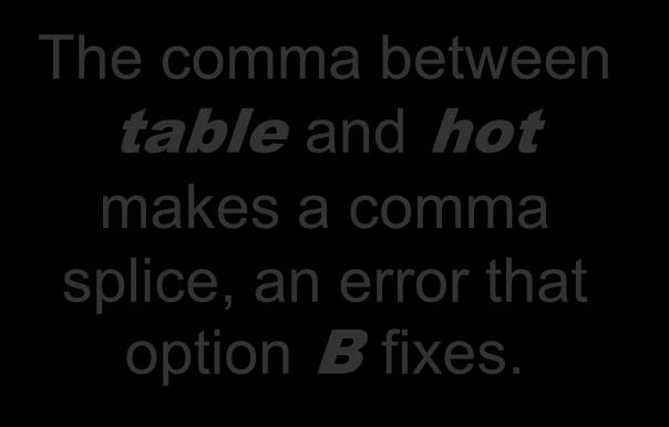 table punctuation and hot (or makes lack of a it)
