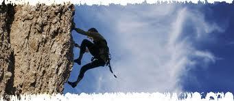 Rock climbing ú the activity of climbing cliffs or large rocks, as