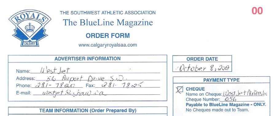 7. BlueLine Order Form Sample The AD copy format is