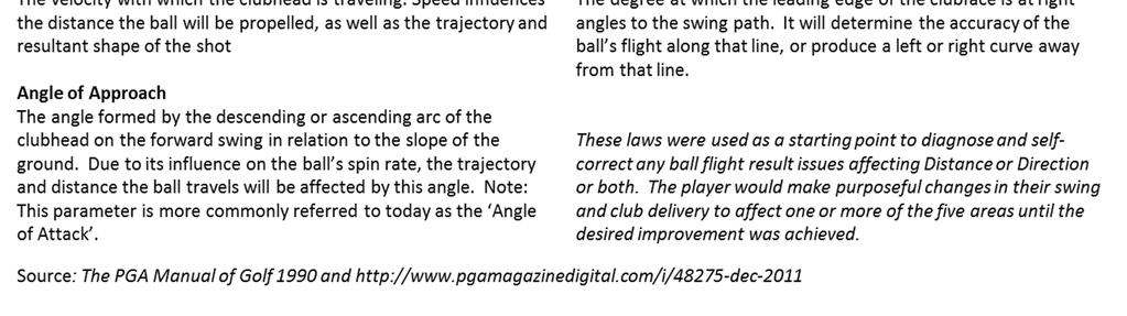 These factors were considered at the time to be absolute in influencing the flight of the ball.