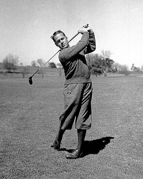 Golf is played by striking the ball with the head of the club.