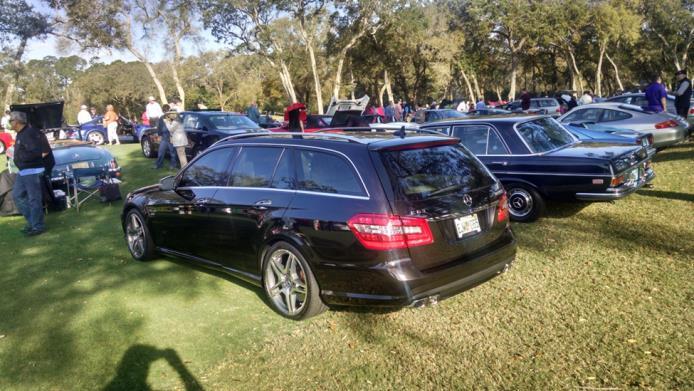 Cars and Coffee had to be moved to other fairways across the street from the resort. Rather than parking clubs together car were park as they arrived on the field.