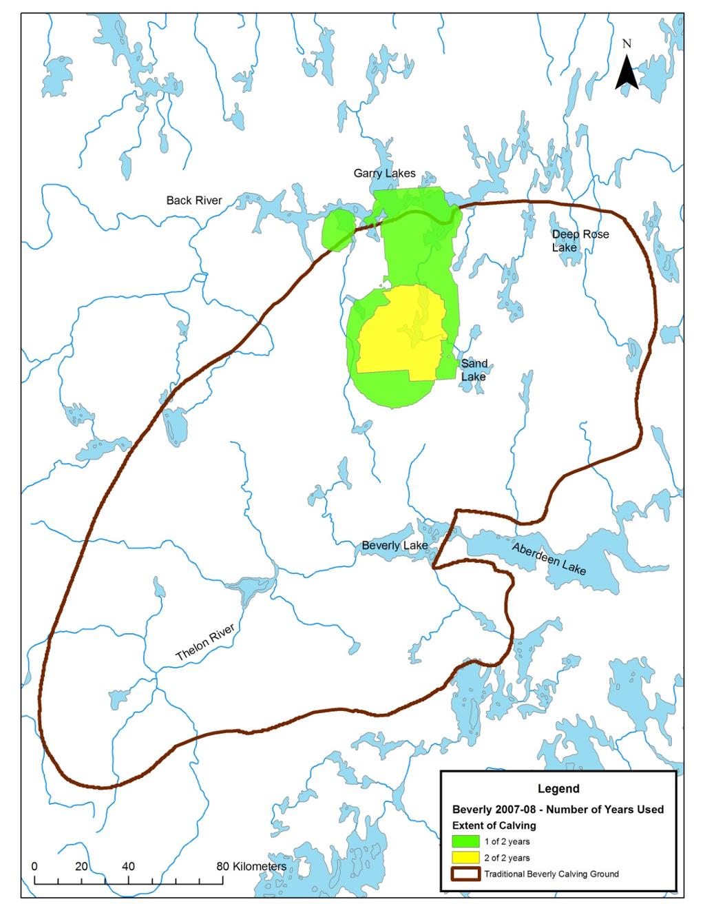 Beverly Herd Year of survey: Number caribou cows: 1994: