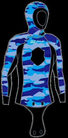 RODUCT GUIDE 2012 CWSFD0150 Colour: 07 (blue camouflage) Essential for underwater hunting, this 2-piece camouflage spear fishing suit is soft and stretchy, virtually like second skin.